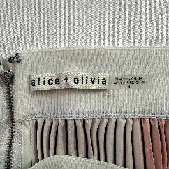 Alice + Olivia Arden Pleated Midi Skirt Multicolor Colorblock Size 4 - Picture 7 of 13